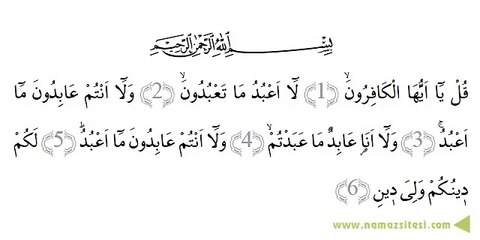 Kafirun suresi , Okunuşu ve Maili, Videolu sesli dinle ve izle öğren