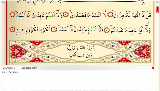 109 Kafirun Suresi Kuran'ı Kerim Meal Oku,Arapçasını Dinle, Okunuşu ve Maili, Videolu sesli dinle ve izle öğren