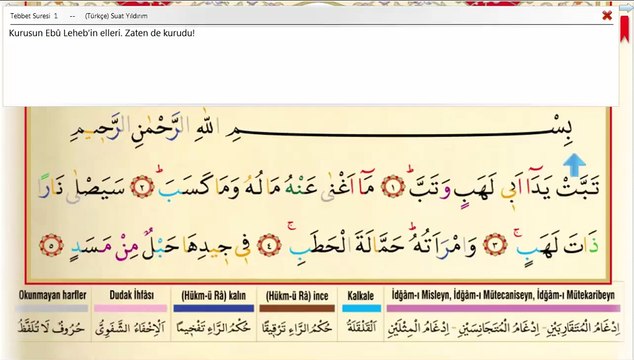 111 Tebbet Suresi Kuran'ı Kerim Meal Oku,Arapçasını Dinle, Okunuşu ve Maili, Videolu sesli dinle ve izle öğren