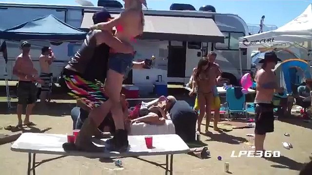 Couple Falls Off Table, Funny Dancing Fail - Music Festivals 360Fails