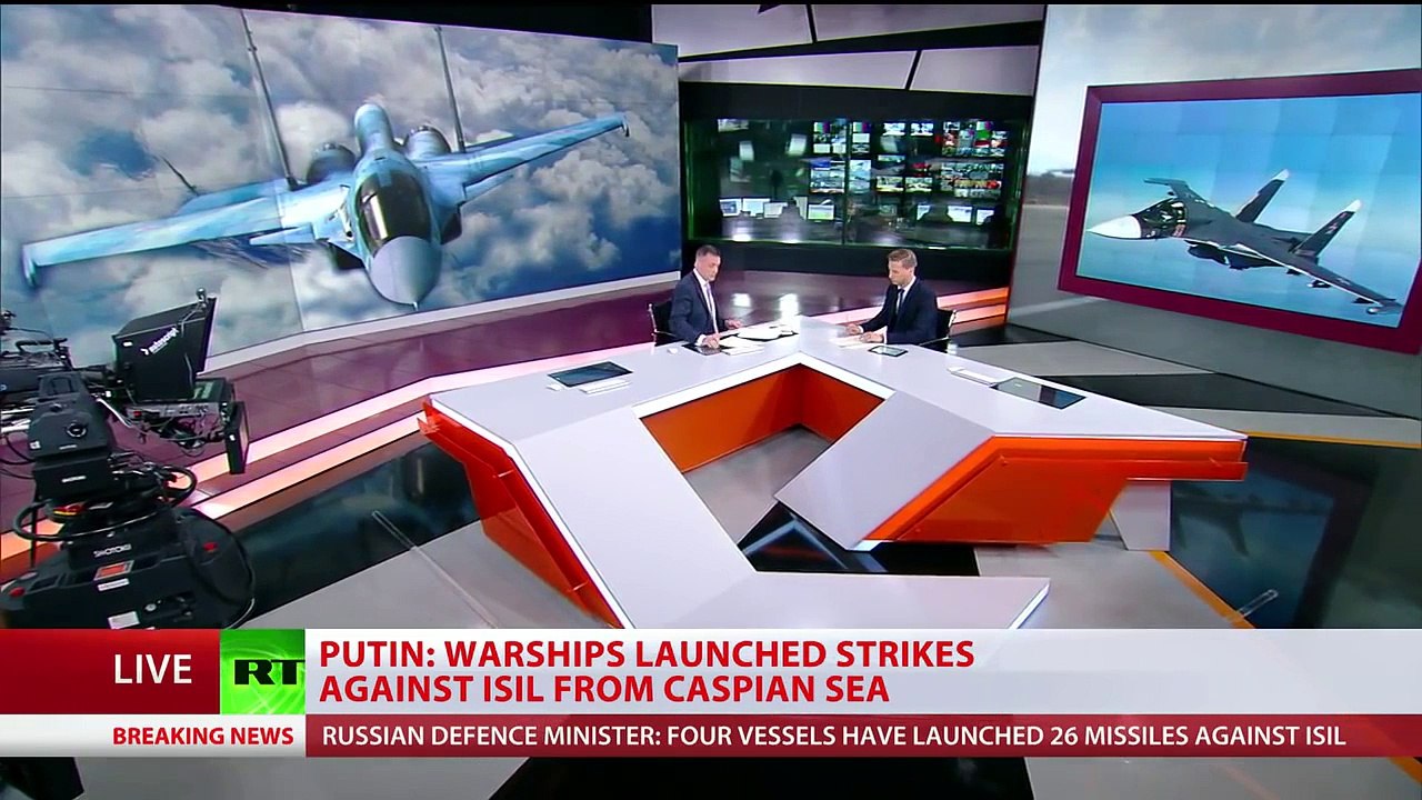 4 Russian Warships launches into Syria cruise missiles hitting Islamic State targets Break