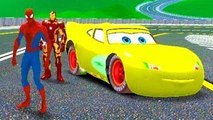 The Avengers Iron Man and Spider Man with Yellow Disney Lightning McQueen Cars ! HD