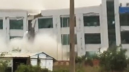 Building Collapses After Landslide