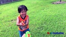 Water Gun Fight Hide N Seek Playtime at the Park with Minions Kids Video Ryan ToysReview