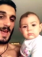 Dad and baby boy sing happy birthday very cute !