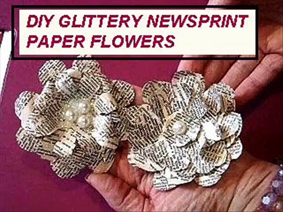 Papercraft MAKE NEWSPRINT GLITTERY PAPER FLOWERS - Book Page Craft - Cardmaking, Journaling, Scrapbooking