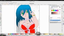 INKSCAPE TUTORIAL SPEED ART ANIME DIBUJO CARICATURA ELABORADO EN LINUX FEDORA MUJER EN VESTIDO ROJO DICIEMBRE 2015