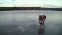 Crazy half-naked Guy skating Ice drinking Vodka is Back in Norway! - Merry Christmas 2015