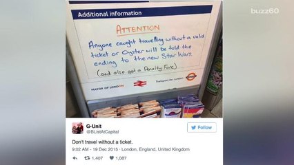 London fare dodgers threatened with 'Star Wars' spoilers