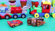 Superhero Peppa Pig with Toy Duplo Lego Cars and Batman with Spiderman and Disney Cars Lightning