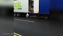 Shocked bystander films packages lobbed into yodel lorry