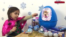 Frozen Giant Surprise Egg Candy Haul Toys ft. Elsa and Anna And Olaf   Kinder Egg   Frozen