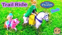 Horseback Riding Trail Ride Disney Frozen Princess Anna and Barbie Chelsea Doll Video - Co