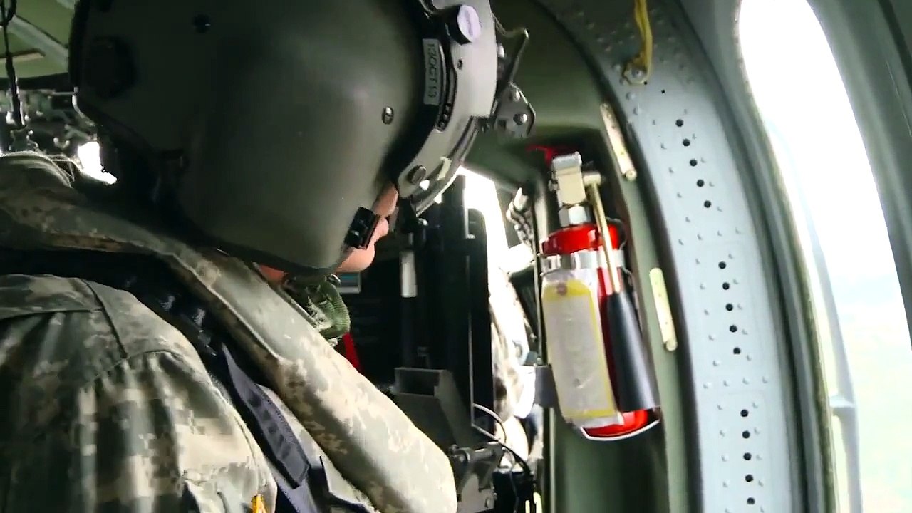 Blackhawks Helicopters Fly Through Canyons