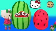 Hello Kitty Watermelon Overload Toy with 2 Playdoh Surprise Eggs Unboxing Cookieswirlc Vid