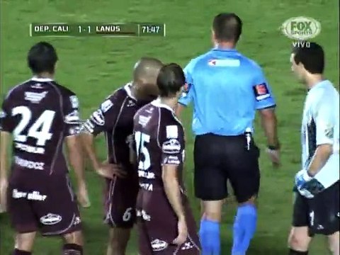 GOL CARLOS LIZARAZO DEPORTIVO CALI 2X1 LANÚS MARZO 13 DE 2014 COPA LIBERTADORES