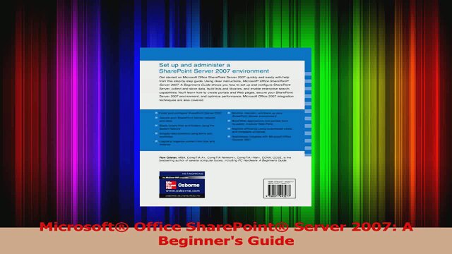 PDF Download Microsoft Office SharePoint Server 2007 A Beginners Guide PDF Online