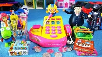 Pororo Mart Cash register toy 뽀롱뽀롱 뽀로로 계산대놀이 또봇 피규어 장�