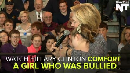 Hillary Clinton Hugs A Girl Who Was The Victim Of Bullying