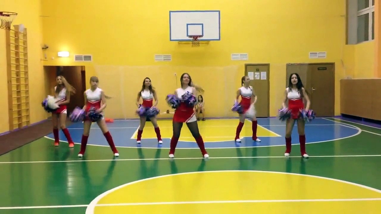 Cheerleaders warming up before the match