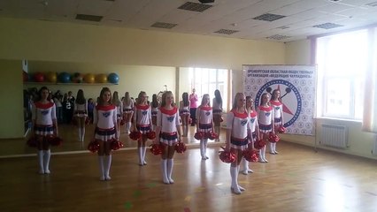 Young girls support group cheerleader