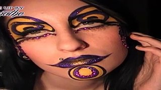 Cirque du Soleil jester clown make-up tutorial _ Purple and yellow glitter makeup