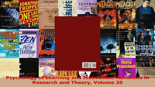 PDF Download Psychology of Learning and Motivation Advances in Research and Theory Volume 35 PDF Online