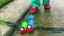 Thomas and Friends kid playing outside with Thomas Train toys James Percy Diesel 10 Ryan T
