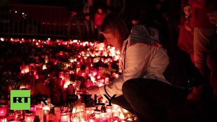 Czech Republic: Anti-govt. protesters pay respects to victims of Paris attacks