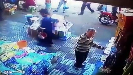 Woman floors man who pinches her bum