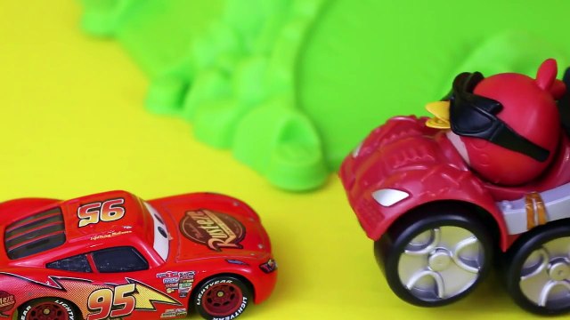 Angry Birds Red Bird Slingshot Slamway by Playskool with Disney Cars Mater and Lightning Toys