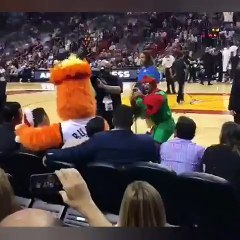 Cristiano Ronaldo Meets Luol Deng and Miami Heat Mascot Burnie