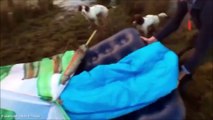 Prankster Ben Phillips drags sleeping friend into a LAKE on camping trip