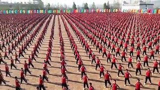 36,000 students of Shaolin Tagou, the biggest children fighting school in China (and probably the world).