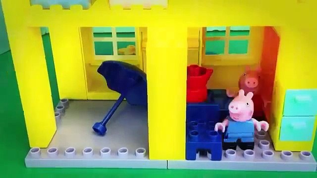 Peppa Pig Blocks Mega House Play Doh Muddy Puddles George Construction Set Stop Motion DisneyCarToys