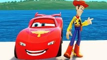 Toy Story Sheriff Woody Races Disney Pixar Cars Lightning Mcqueen in Disneyland Park!