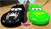 Black Spiderman with his Custom Color Mcqueen Cars Race Hulk Green Lightning Mcqueen Cars