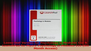 PDF Download  Looseleaf Version for Psychology in Modules 11e  LaunchPad for Myers Psychology in Read Full Ebook