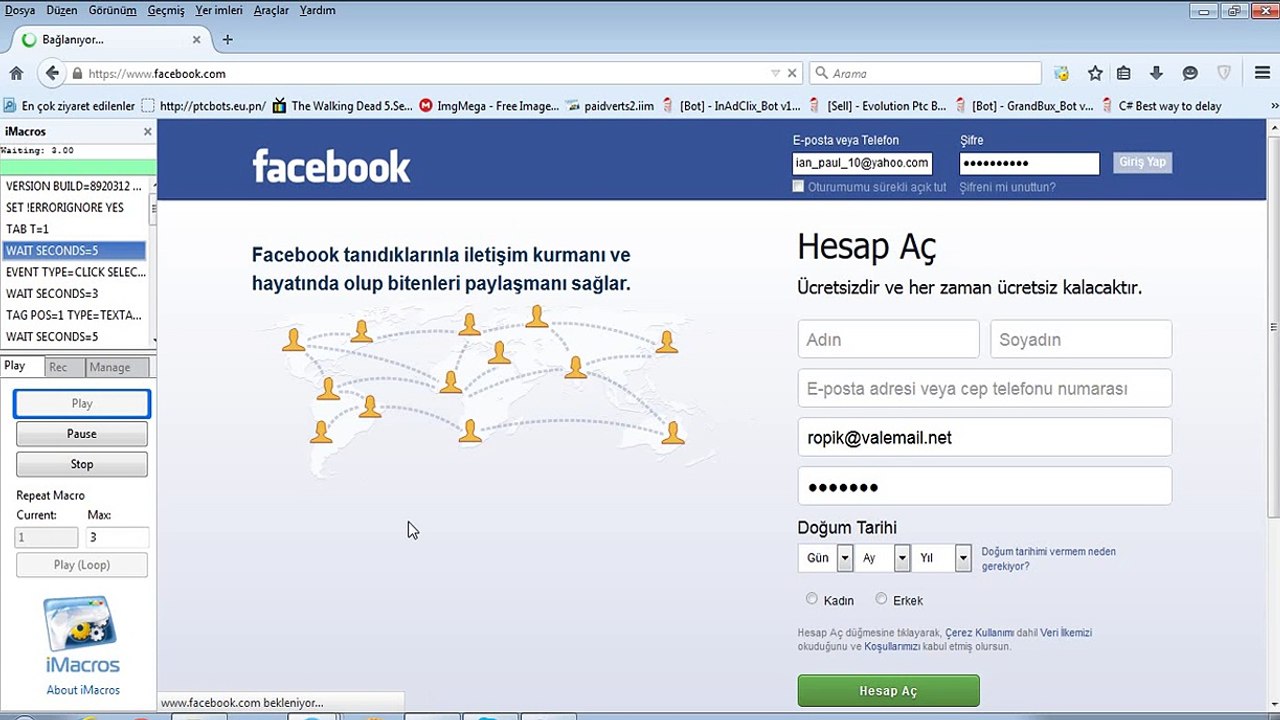 facebook auto post - imacros