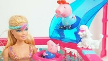 Pig George e Peppa Pig Conhecem a Piscina da Barbie! Brinquedos Kids Toys em Portugues