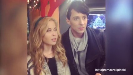 Tara Lipinski and BFF Johnny Weir joke at NBC holiday party
