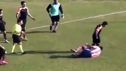 Football player viciously kicked in the  head. So much for getting into the Christmas spirit..