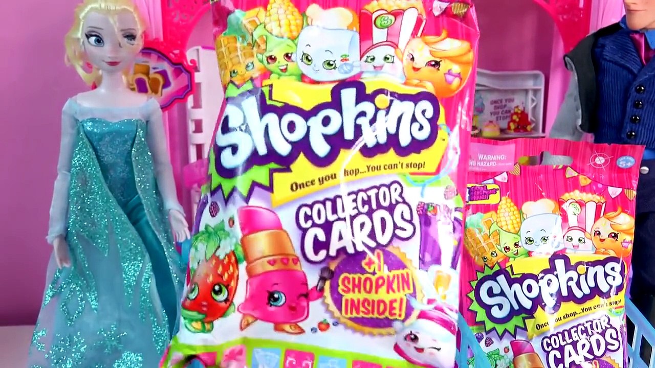 Disney Frozen Queen Elsa VS Prince Hans Unboxing 2 Shopkins Collector Card Blind Bags whil