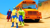 Nursery Rhymes for Children Wheels On The Bus Go Round And Round Superman HULK Spiderman K