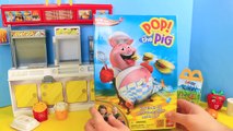 Pop! The Pig Game & McDonalds Surprise Toys Burger Eating Pig   Surprise Eggs & Toys