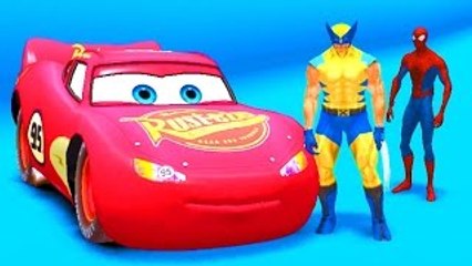 Marvel Superheroes Wolverine and Spiderman w/ Disney Lightning McQueen Cars   Kids Songs