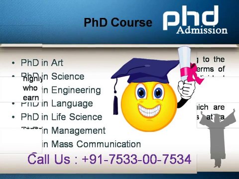 PhD Admission Distance Education @ +91-7533-00-7534