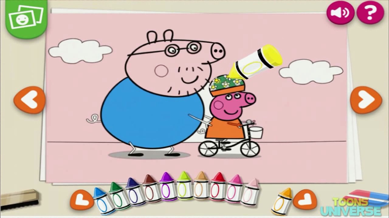 ... Peppa Pig Bike Riding with Daddy Pig Nick Jr Coloring Book Creativity for Children HD