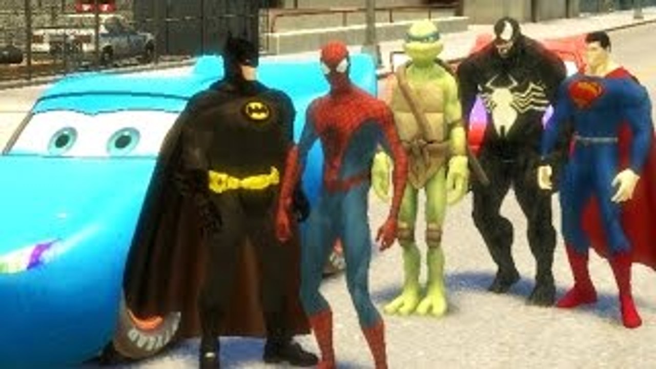 Disney Nursery Rhymes Batman and Superheroes Superman Ninja Turtles with Car McQueen Spide