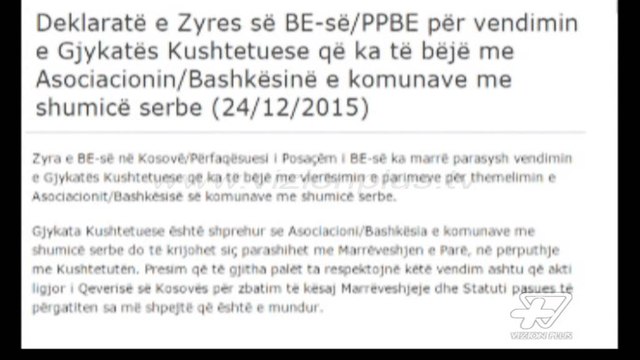 Asosacioni të themelohet sipas marrëveshjes - News, Lajme - Vizion Plus